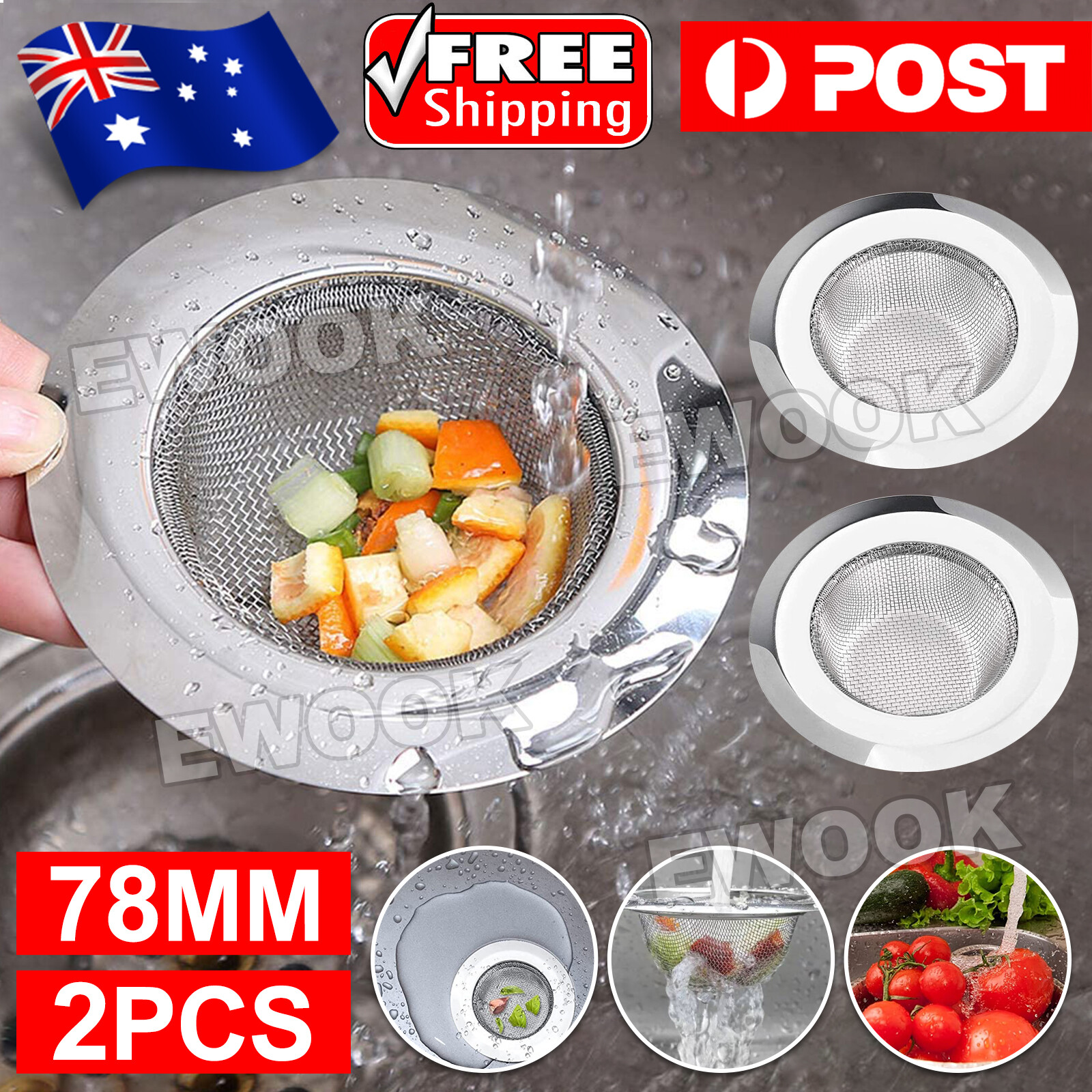 Stainless Steel Kitchen Bathroom Sink Strainer Waste Plug Filter Drain Stopper