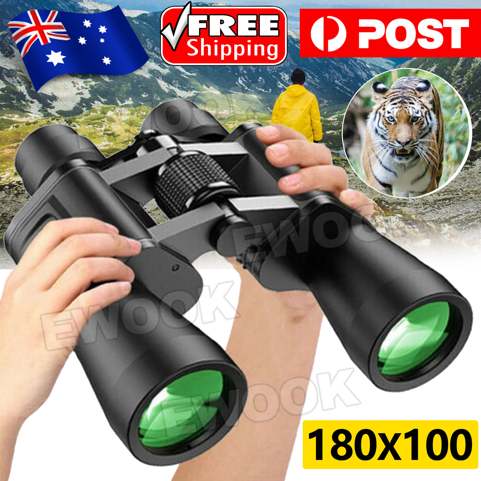 180x100 Zoom HD Hunting Binoculars Night Vision Bird Handheld Telescope Outdoor