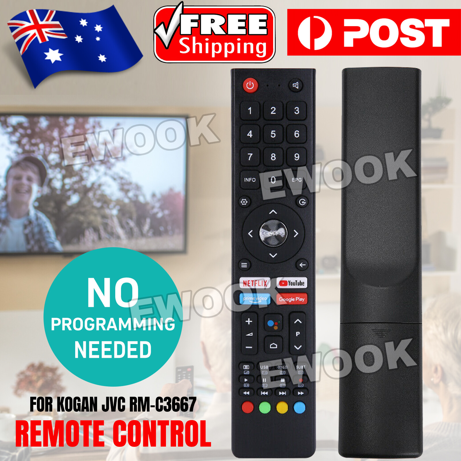Fit For Kogan TV Remote Control Smart Compatible Replacement Standard YDX137-G36