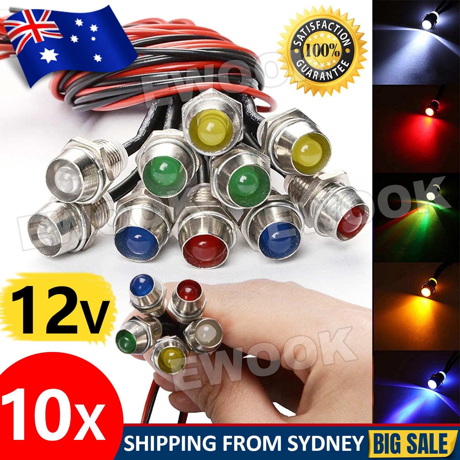 10X Car Motorcycle Truck LED Indicator Light Pilot Dash Dashboard Panel Lamp to