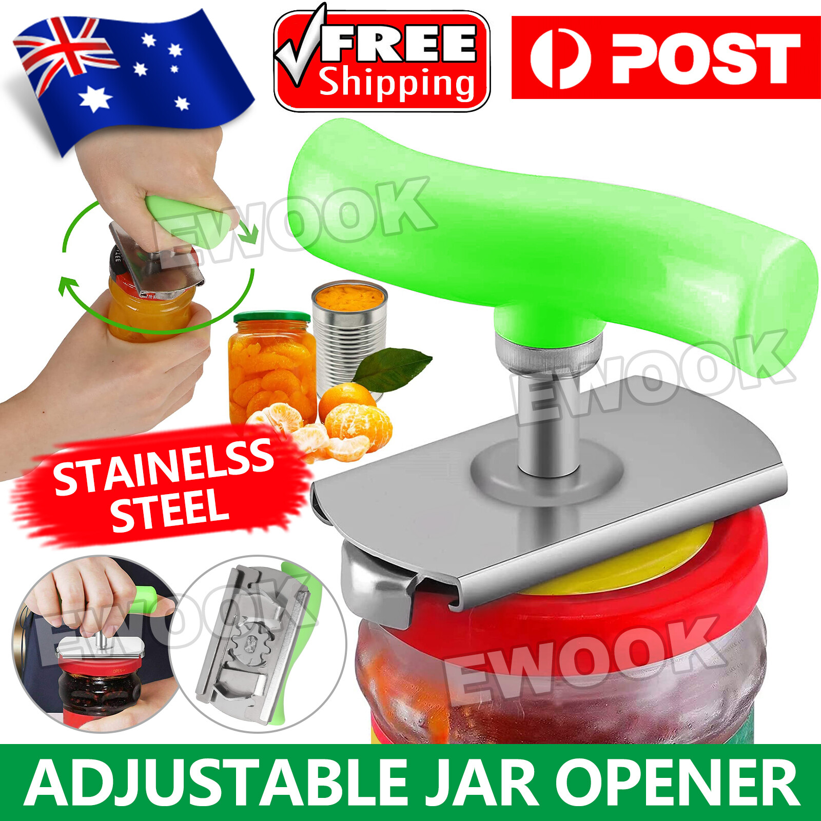 Adjustable Jar Opener Stainless Steel Lids Off for weak Hands Seniors Arthritis