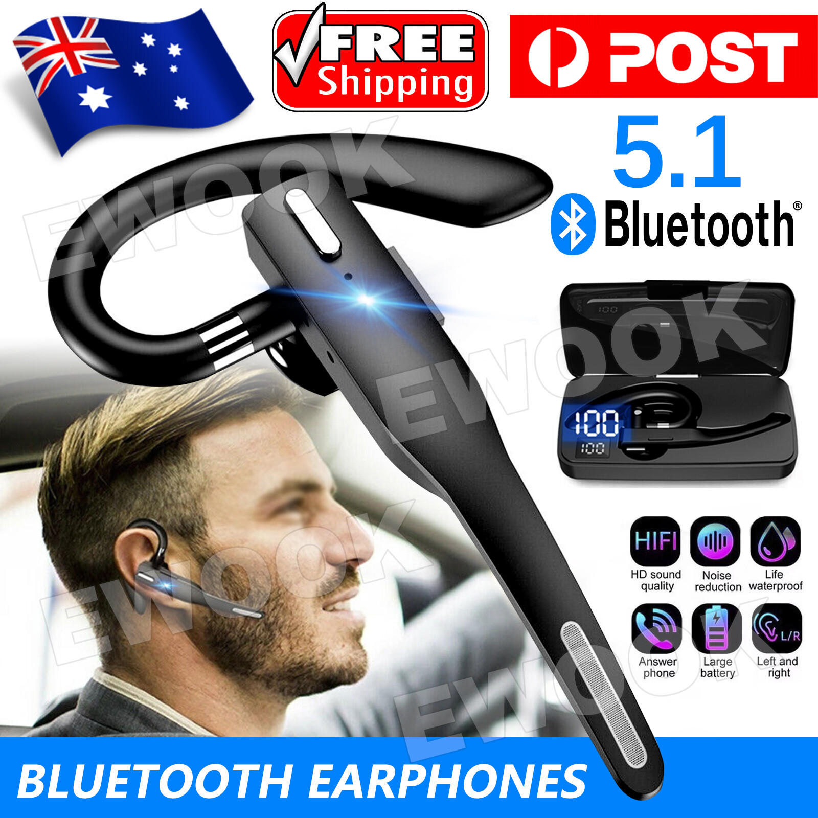 Bluetooth Wireless Headphones with Mic Business Driver Portable Earphone Headset