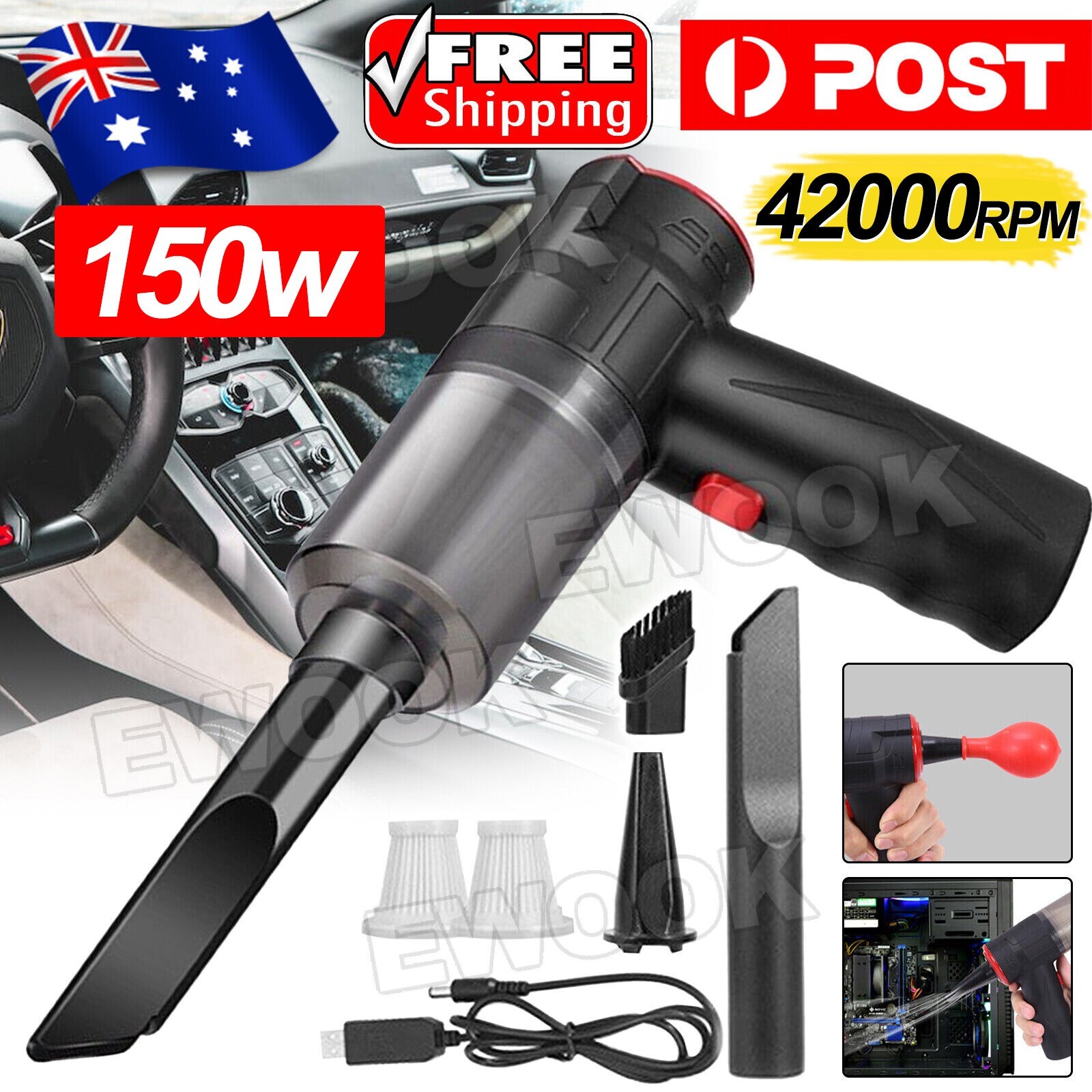 42000RPM Handheld Cordless Vacuum Cleaner Home Car Dust Blower Mini Air Duster