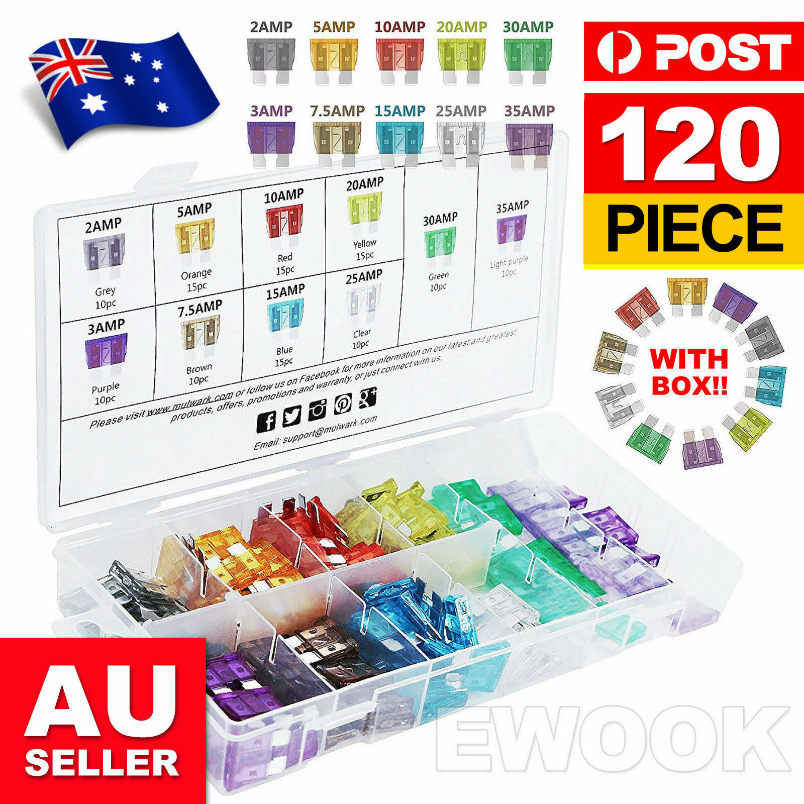 120Pcs Mini Car Fuse Set Mixed Blade Kit For Auto Truck 5A-30A Other Parts