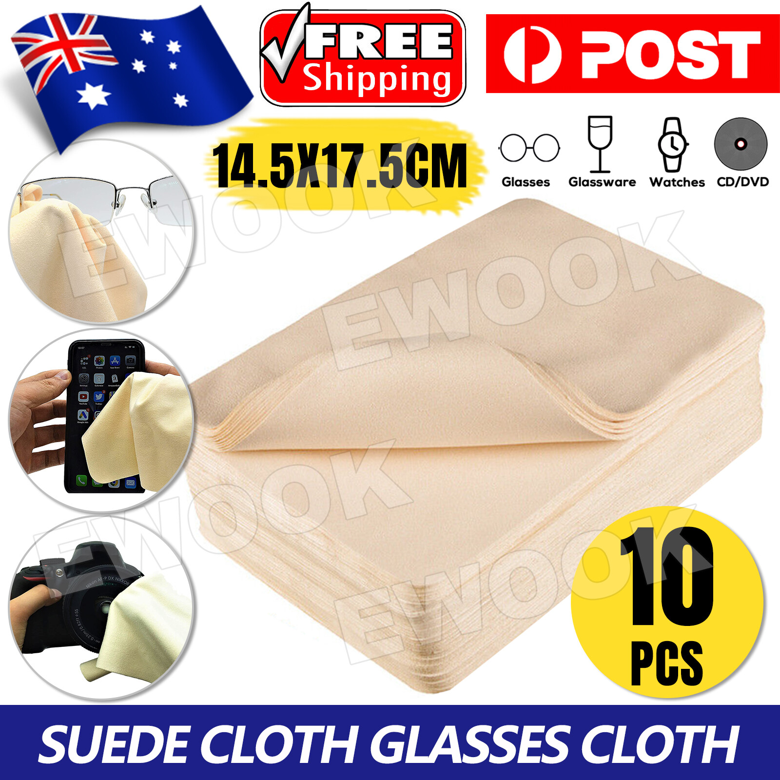 10x Microfiber Cleaning Cloth Camera Lens Eye Glasses Phone Screen Jewellery