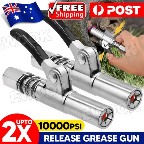 1/2X Grease Coupler Heavy-Duty Quick Release Gun NPTI/8 10000PSI Sliver Steel