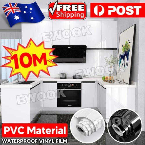 60cm 10m Self Adhesive Waterproof Vinyl Film Cupboard Door Covering Roll Wall 1