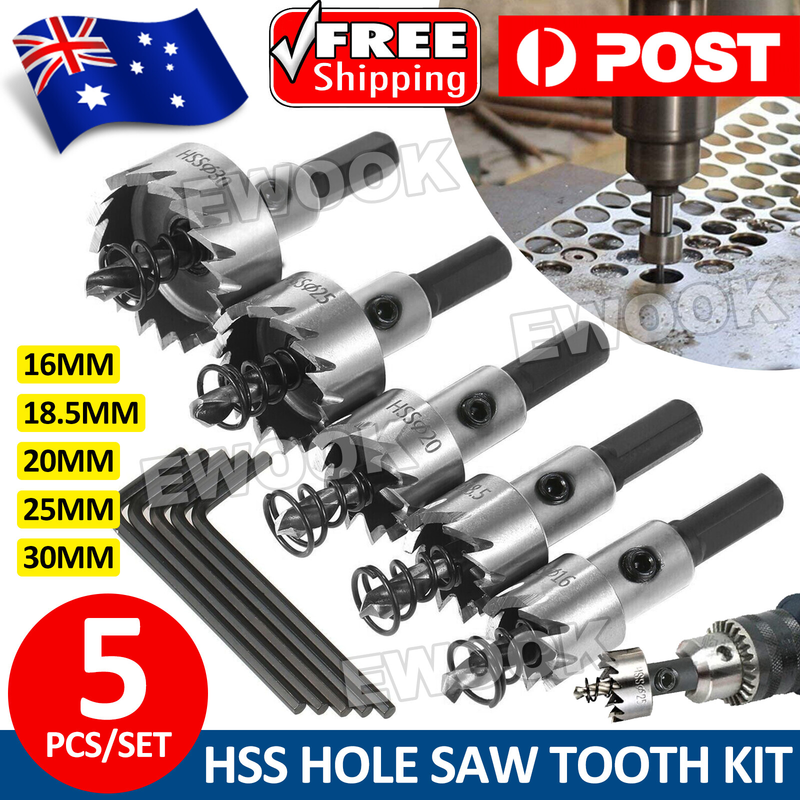 HSS Hole Saw Tooth Kit Stainless Steel Drill Bit Set Cutter for Metal Wood As