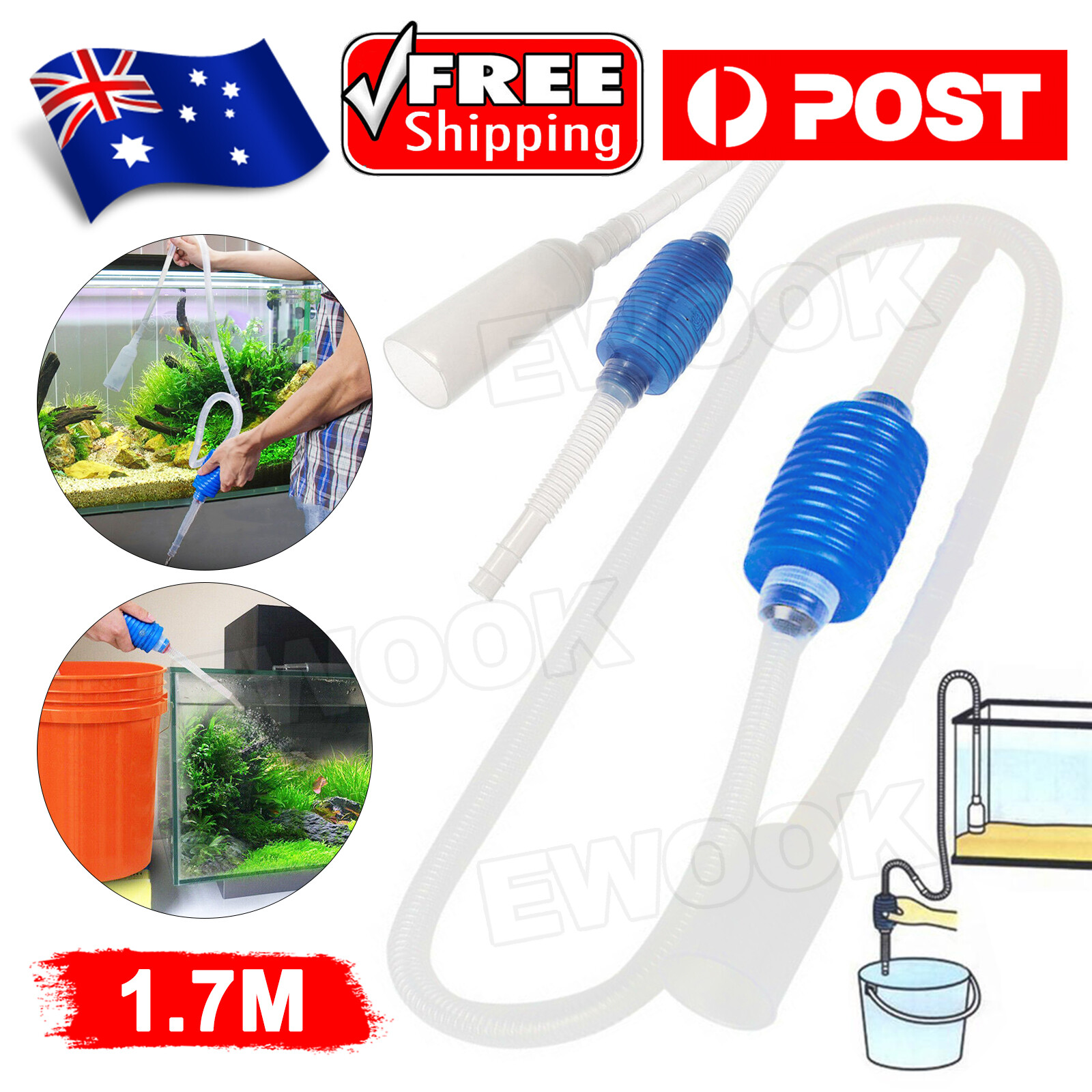 Large Aquarium Fish Tank Gravel Cleaner Syphon Vacuum Water Changer Siphon Hose