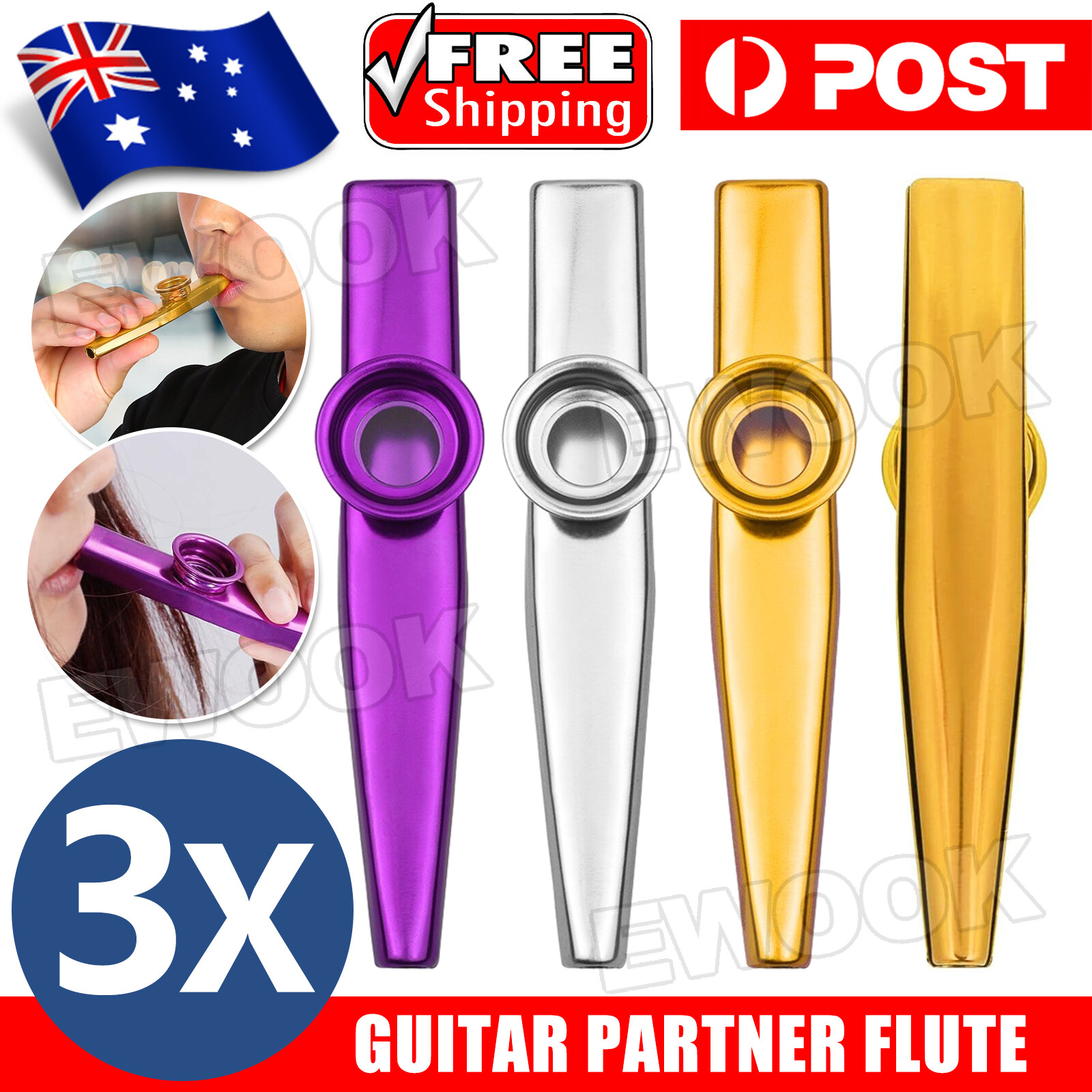 Kazoo Musical Instrument Guitar Partner Flute Diaphragm Mouth Harmonica Ukulele