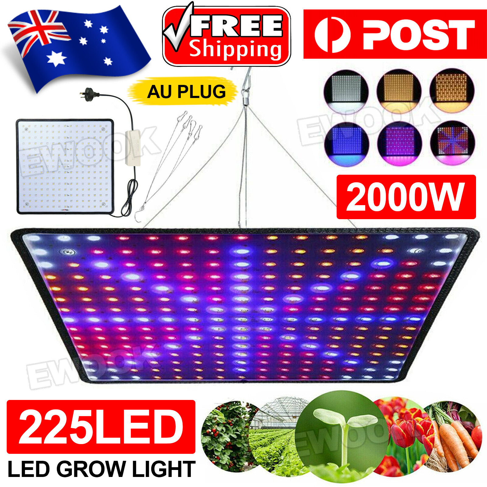 2000W 225 LED Grow Light Hydroponic Kits Growing Lamp Plant Flower Veg Indoor AU