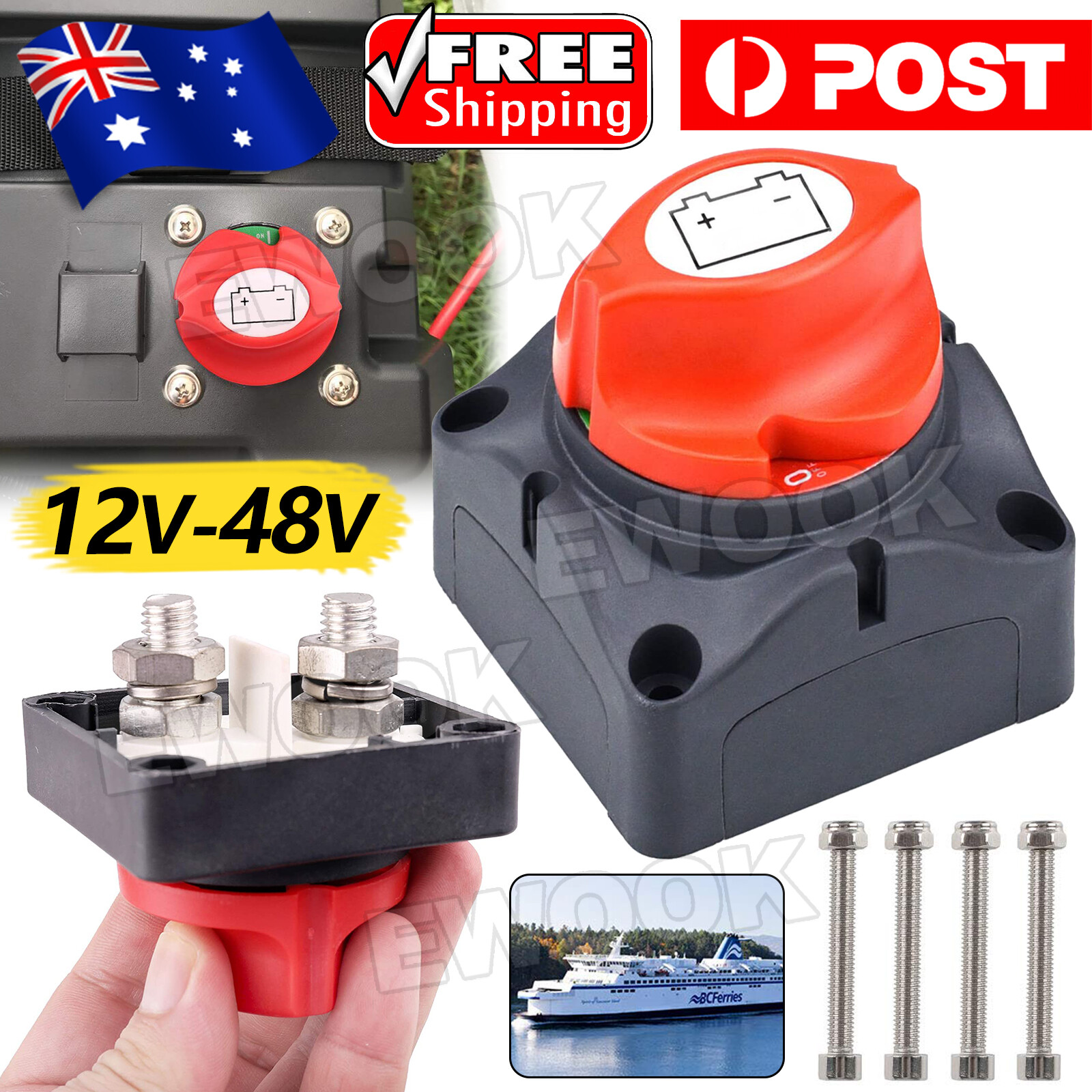 12V/24V/48V Battery Master Disconnect Switch Boat Marine Caravan Isolator On/Off