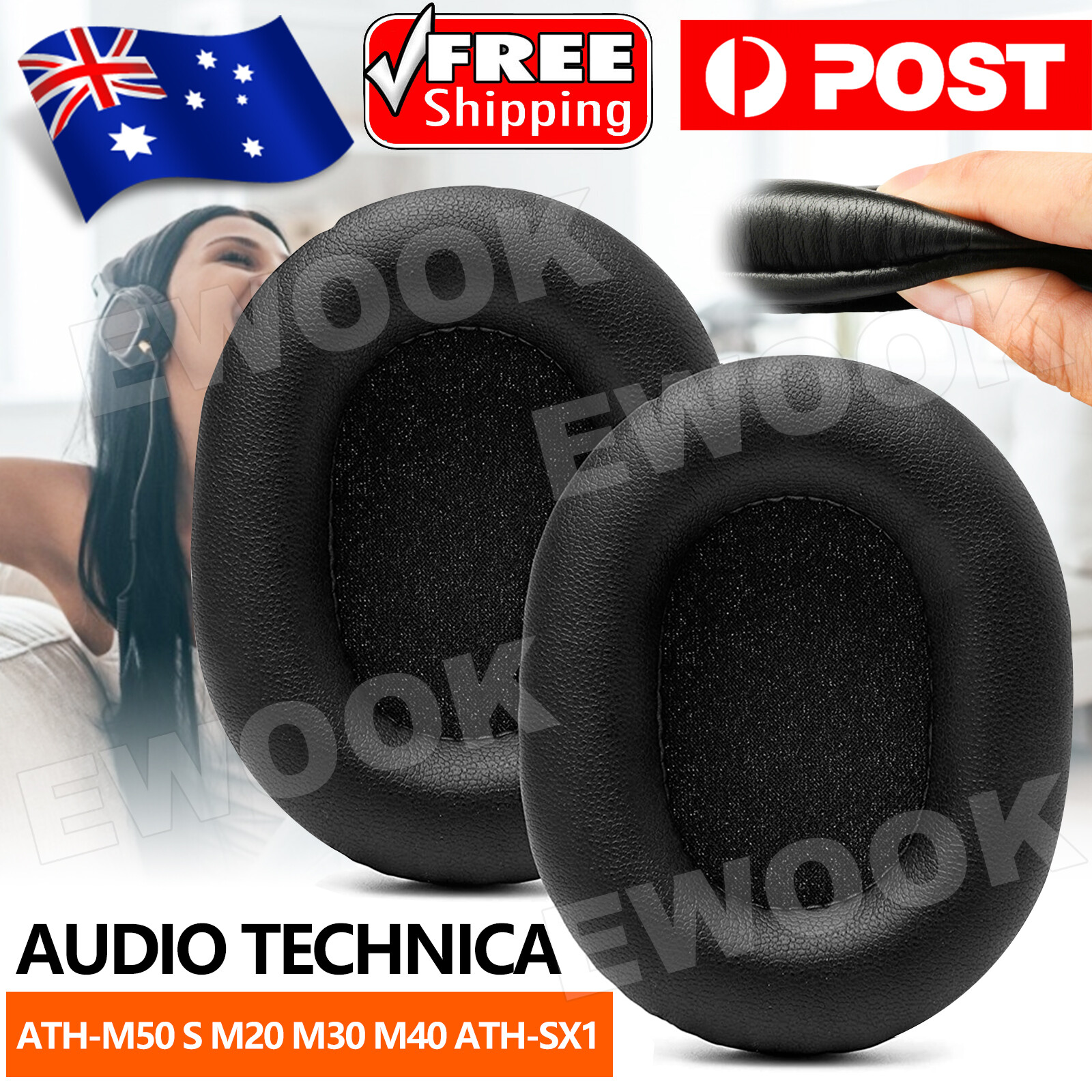 Soft Replacement Ear Pads Cushion for Audio Technica ATH-M50X M20 M40 M40X SX1