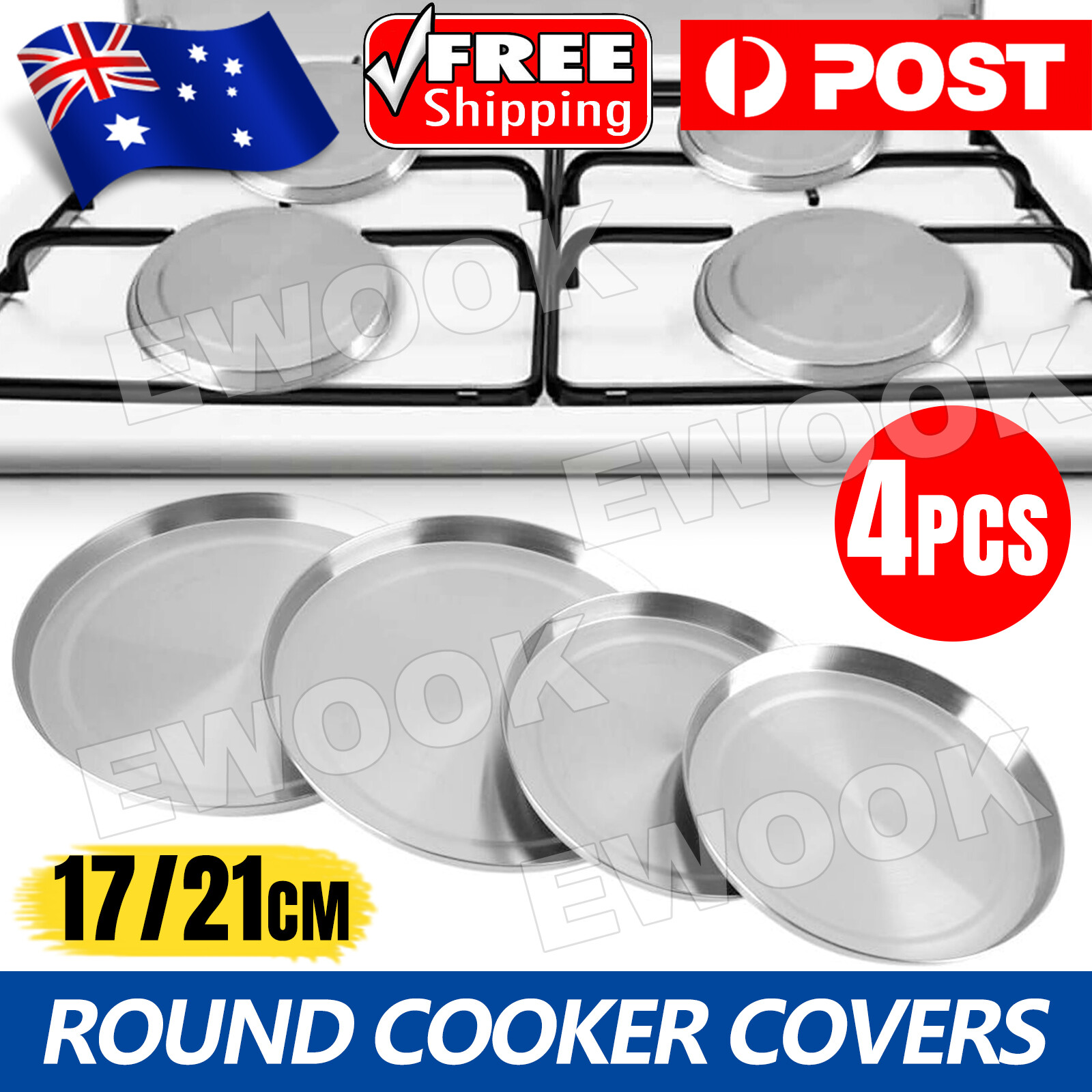 4PCS Stainless Steel Stove Top Covers Round Burner Protection Kitchen Silver