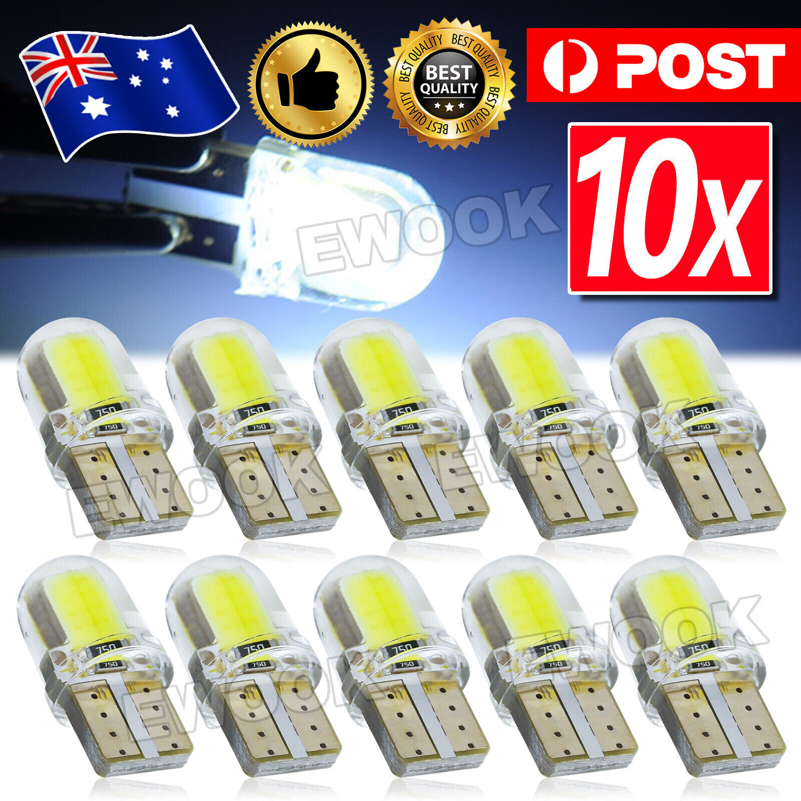 10x T10 194 168 W5W COB 8 SMD SILICA Bright LED light Bulb 6000K Super White Car