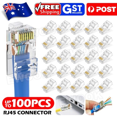 Cat6 RJ45 Pass Through Ends Connector Modular Plug Newwork Ethernet Cable Kit as