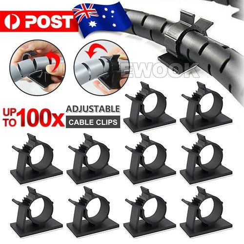 10-100x Clip Cord Management Organizer Cable Clamp Adhesive Wire Holder Reusable