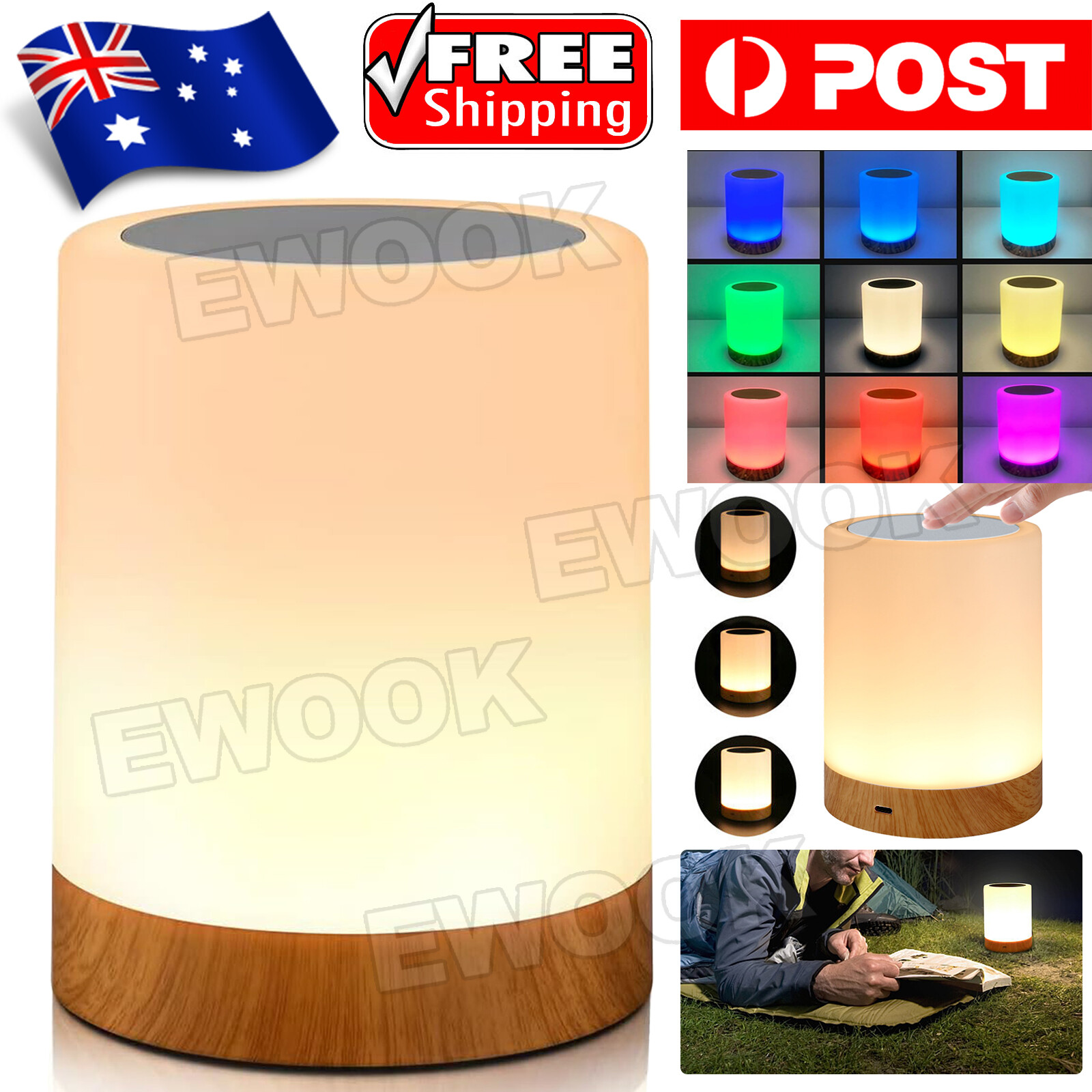 7 Color RGB Touch Night Light LED Lamp Mood Dimmable Bedside USB Rechargeable 5V