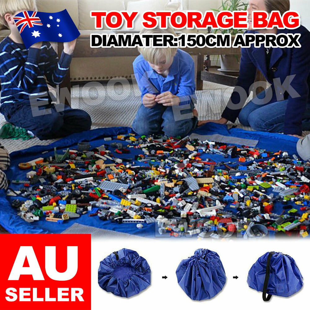 150cm Kids Play Mat Bag Portable Toy Storage Organizer Drawstring Travel Folding