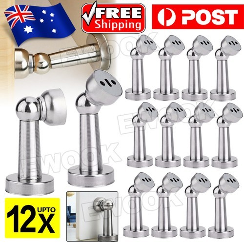 12PCS Stainless Steel Strong Magnetic Door Stop Stopper Holder Catch Suction AUS