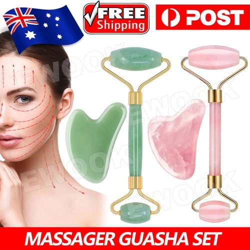Jade Face Massage Roller Facial Massager Beauty Tool Body Eye Neck Hand Green