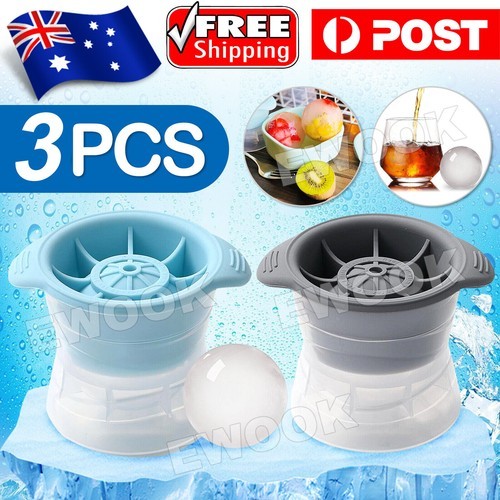 3PCS Large Ice Ball Maker Big Silicone Mold Sphere Whiskey Round Cube Mould DIY