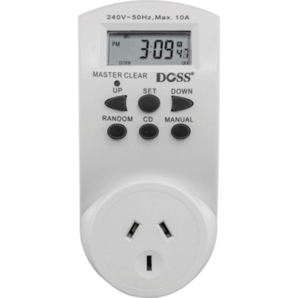DOSS 7 Day/24hrs Mains Digital Powerpoint Electrical Timer 12/24 Time 10A 2400W