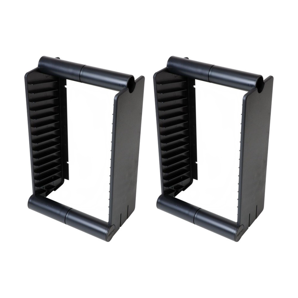 FISCHER PLASTIC 2PK 15 Unit Dvd Rack / Stand Storage Wall Mount CHW-1A056BK_2PK