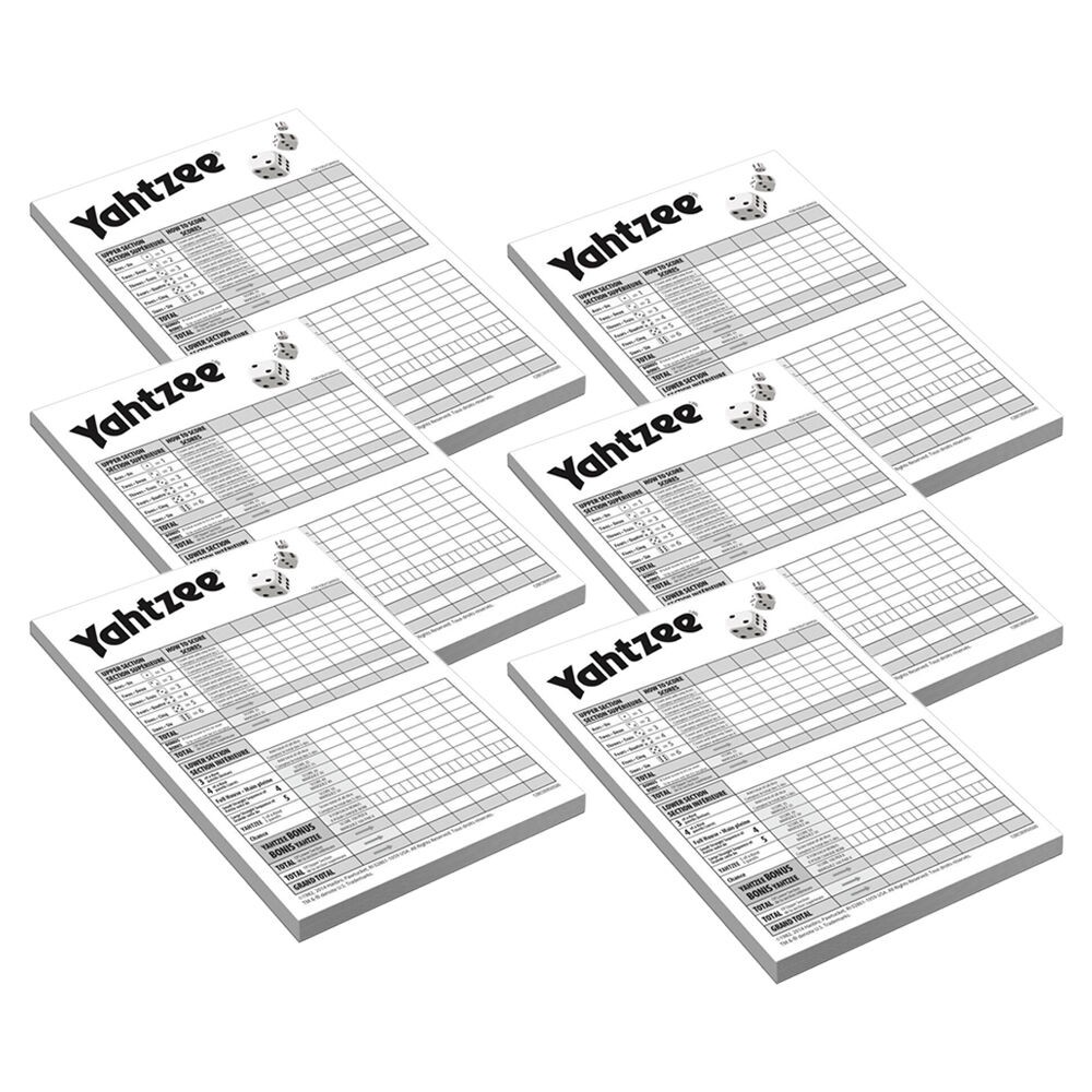Hasbro 6PK Yahtzee 80 Page Refill Score Pads Game for Family and Friends 8Y