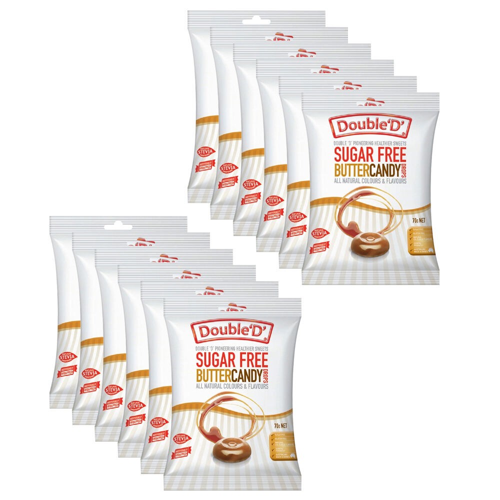 DOUBLE apos Dapos 12PK Sugarfree Butter Lollies Candy Drops 70g Sweet Other