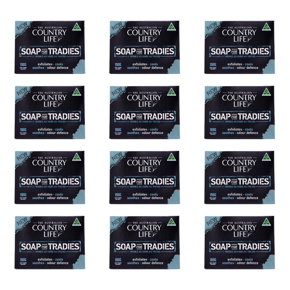 Country Life 12PK Exfoliates Odour Defense Tradies Daily Bar Soap 150g N/A SLS