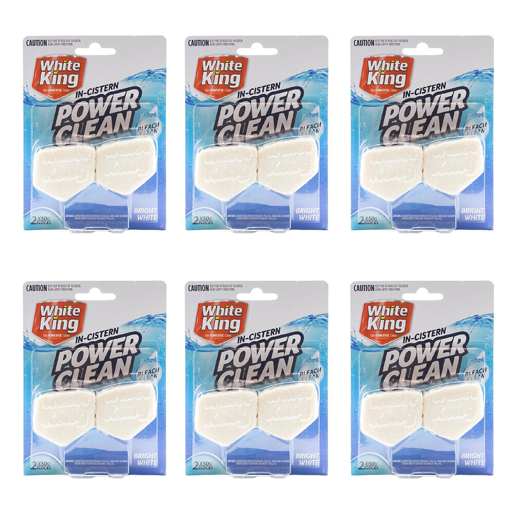 WHITE KING 12pc In-Cistern Bleach Clean Blocks Toilet Cleaner 50g Bright