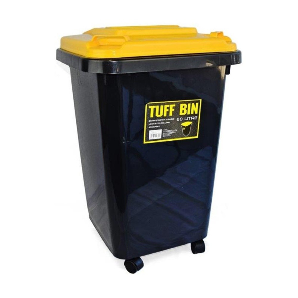 BRAZ 60L Rubbish Waste Outdoor Wheely Bin W/ Lid Wheels Black CHW-SG026011 60