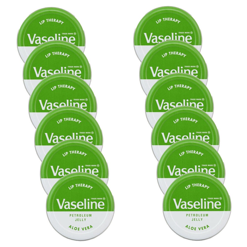 VASELINE 12PK Lip Therapy Petroleum Moisturising Jelly Balm 20g Aloe Vera N/A 20