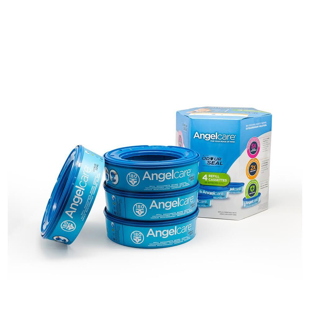 ANGELCARE 4PK Baby Nappy Diaper Disposal Cassette Refill for System/Bin Blue