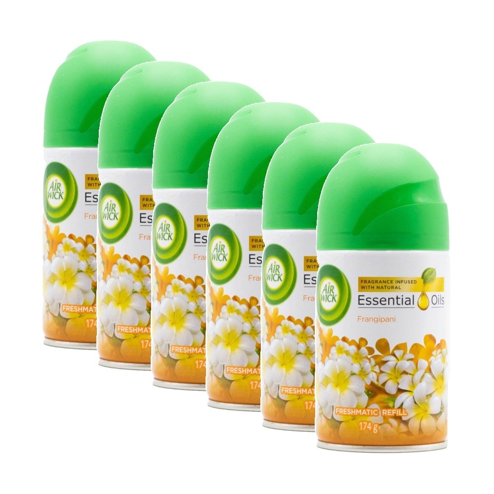 AIR WICK 6PK Freshmatic Spray Refill Essential Oils Smooth Frangipani 174g