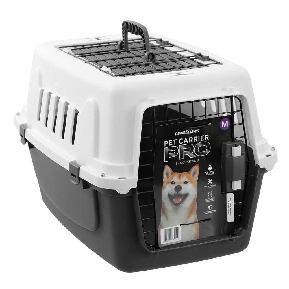 PAWS AND CLAWS 58.5cm Pet Dog Carrier Travel Kennel Crate w/ Metal Door Medium