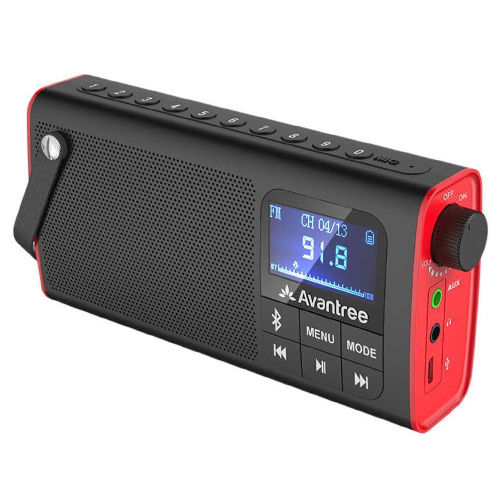 AVANTREE SP850 13cm Portable Rechargeable FM Radio w/Wireless Bluetooth Speaker