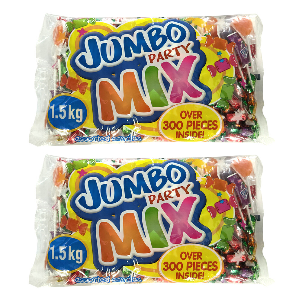 2x Jumbo Party 1.5kg Mix Lollies Candy Assorted Confectionery Mixed Boiled Hard