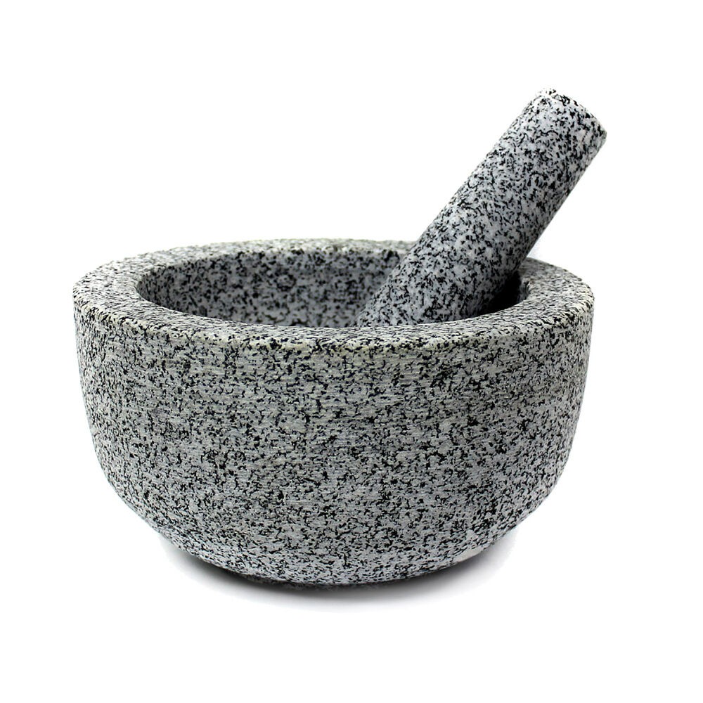 CLASSICA Solid Granite Mortar Pestle Spice Herb Pounder Crusher 20x11cm Grey
