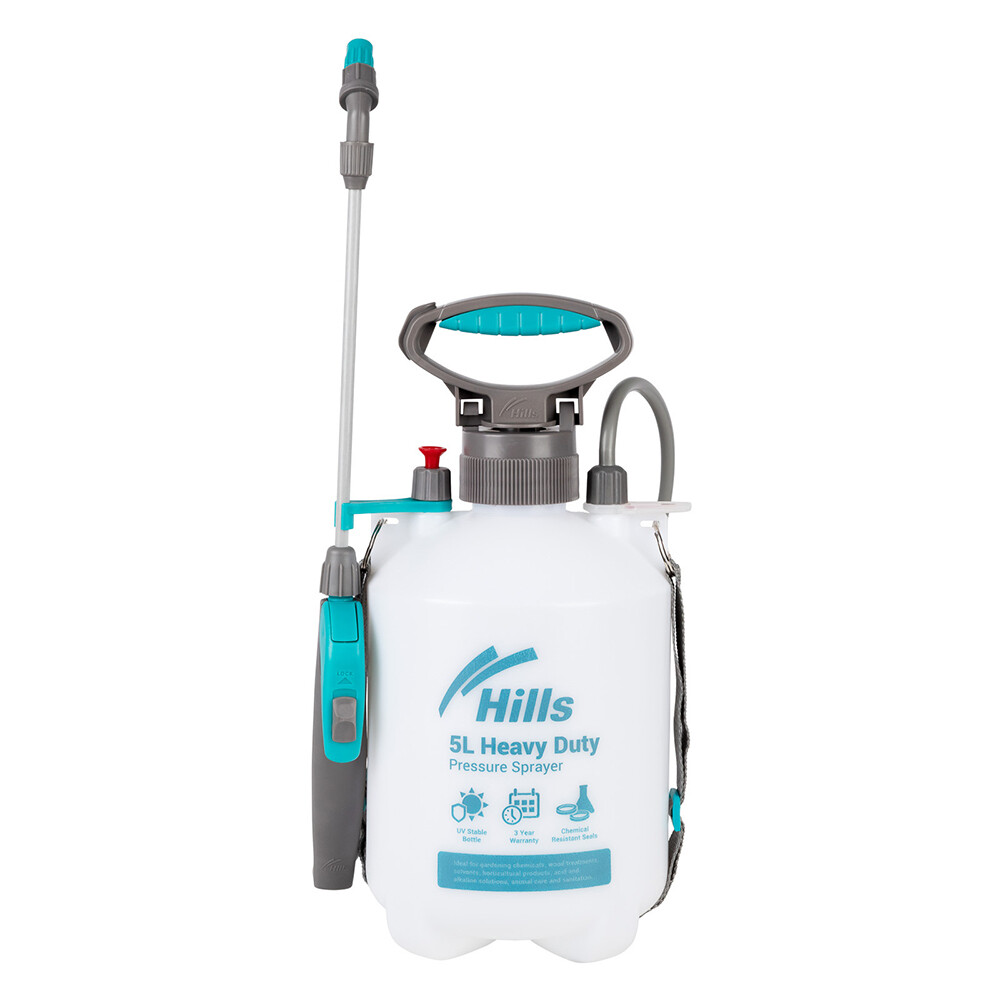 HILLS Heavy Duty Weed/Water/Chemical Pump Pressure Spray Bottle 5L Viton Seals 5