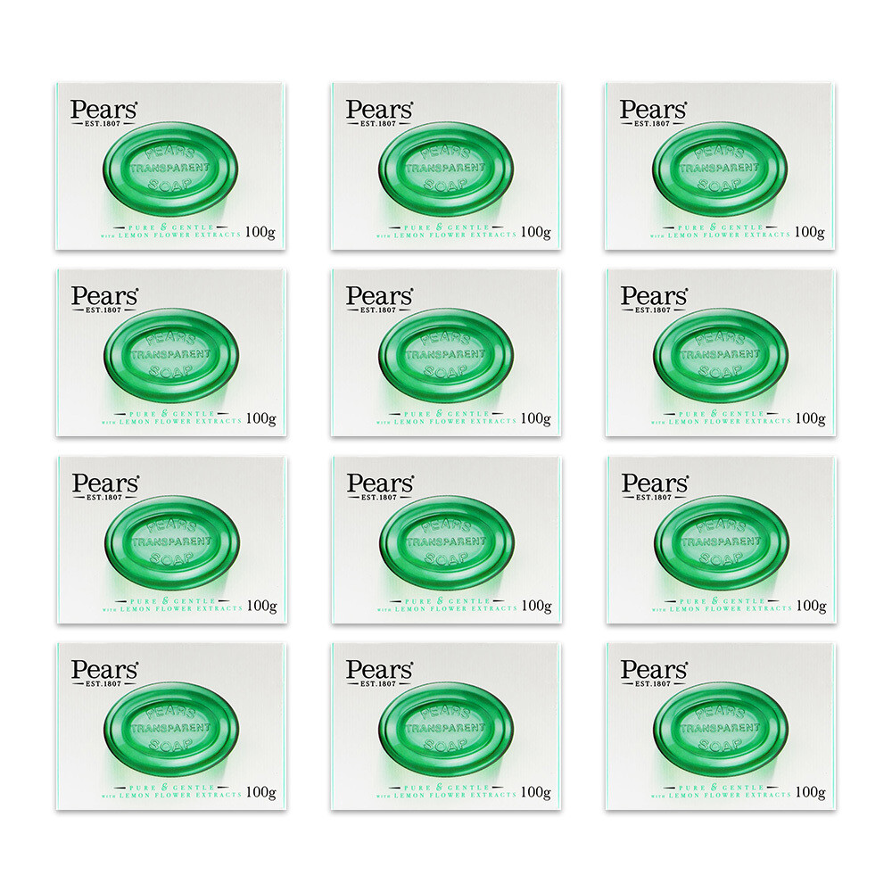 PEARS 12x Pure Gentle 100g Transparent Bar Soap Lemon Flower Extracts Cleanser