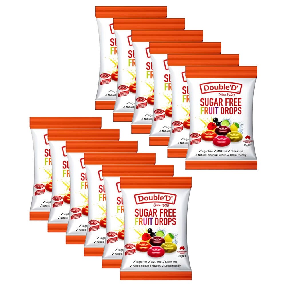 DOUBLE apos Dapos 12PK Sugarfree Fruit Drops Lollies Candy 70g Sweet Other