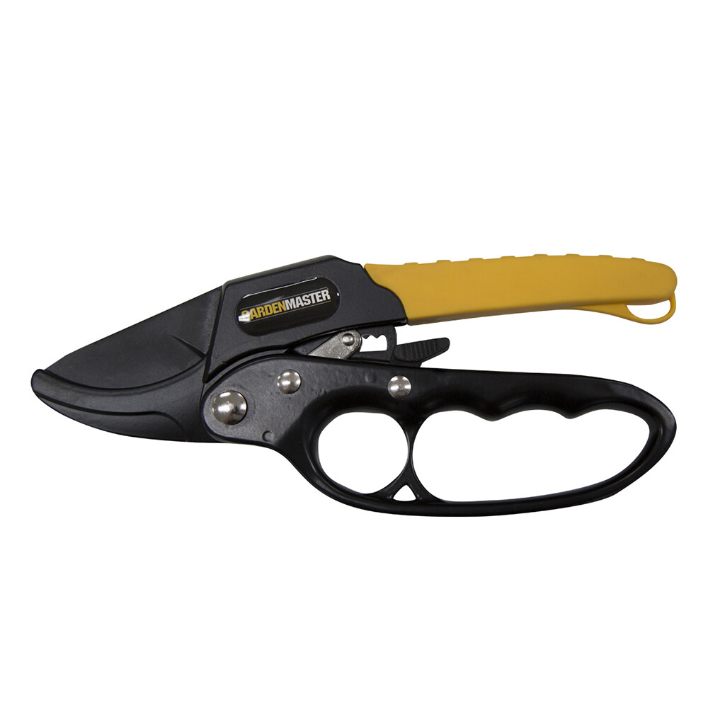 GARDENMASTER Garden Secateurs Anvil Ratchet Dry Wood Pruner With Finger Guard