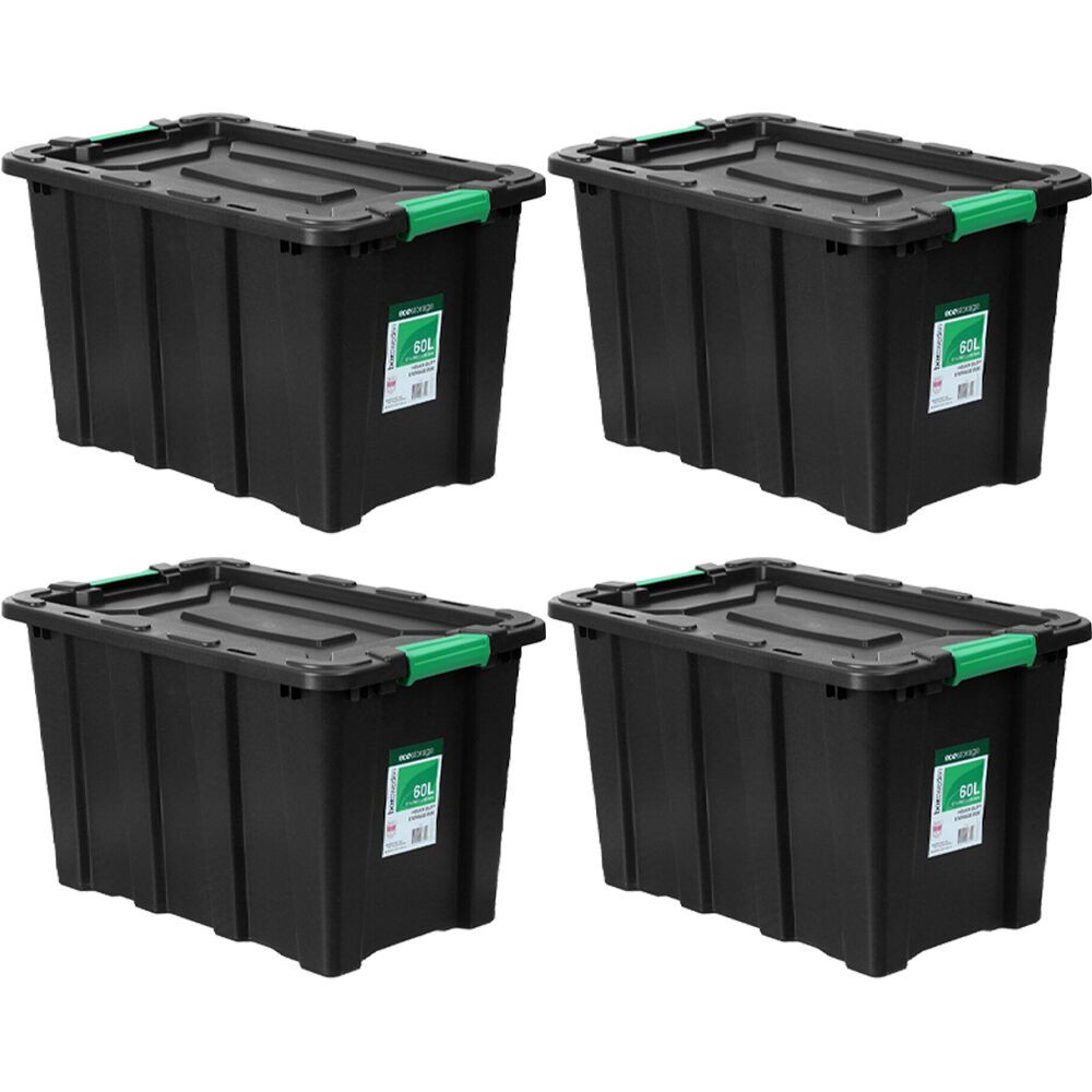 Boxsweden 4PK Box Sweden Eco Storage 60L Heavy Duty Tub 57cm Organiser Container