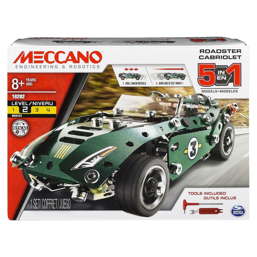 MECCANO 174pc 5-in-1 Multi Model Roadster Childrens Building Set 8Y N/A Toy
