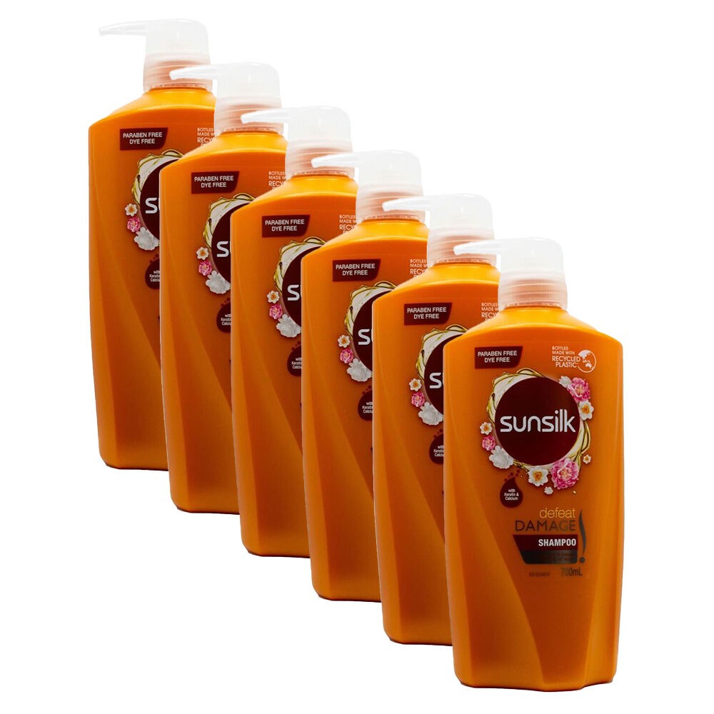 SUNSILK 6PK Defeat Damaged Hair Repair Shampoo 700ml Nourishing/Hydrating N/A