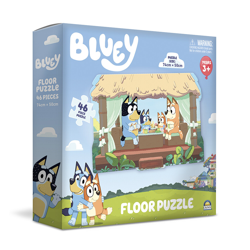 CROWN 46pc Bluey Large Piece Kids/Childrenapos Floor Jigsaw Puzzle Set 3yrs 74cm