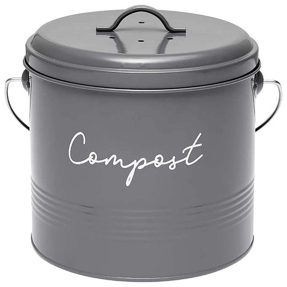 LADELLE 20cm Eco Compost Bin w/ Charcoal Filter for Kitchen Food Scraps N/A Grey