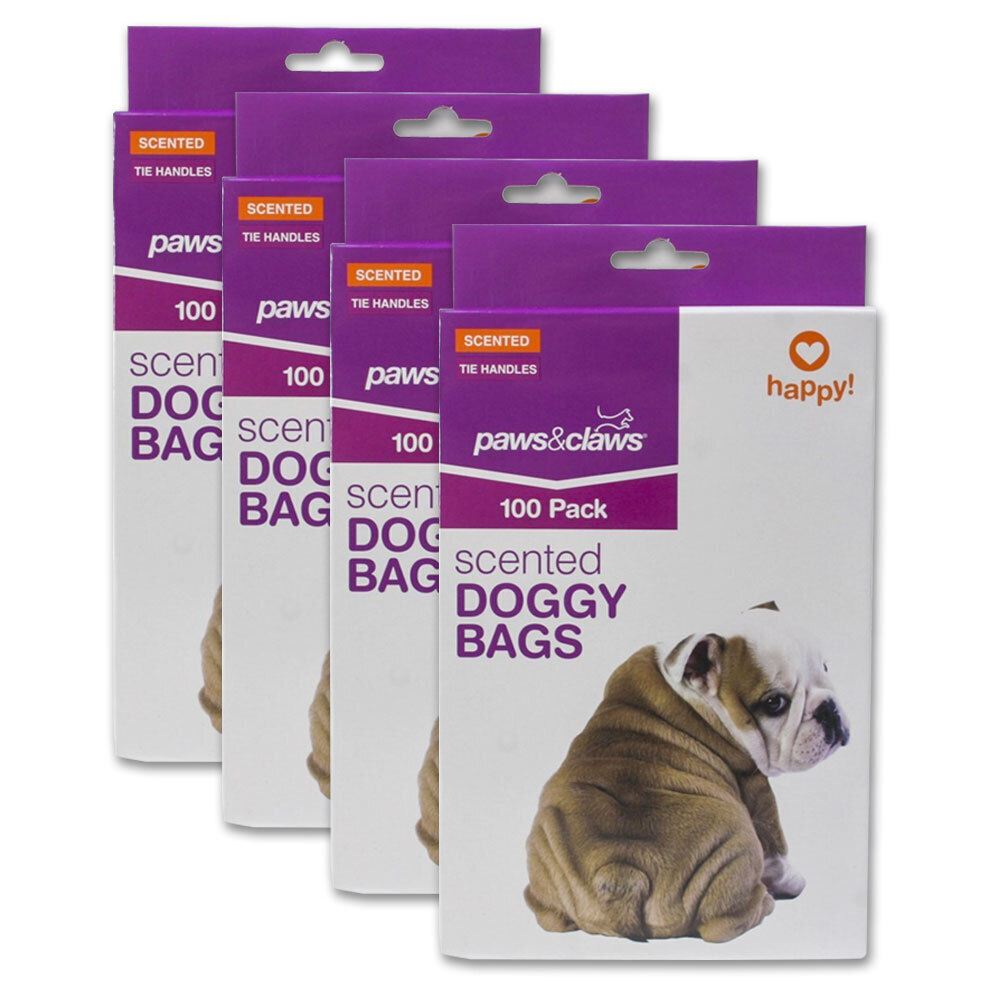 PAWS AND CLAWS 4x 100PK Dog Puppy Clean Up Bags Poo/Waste Cleaning Storage Waste